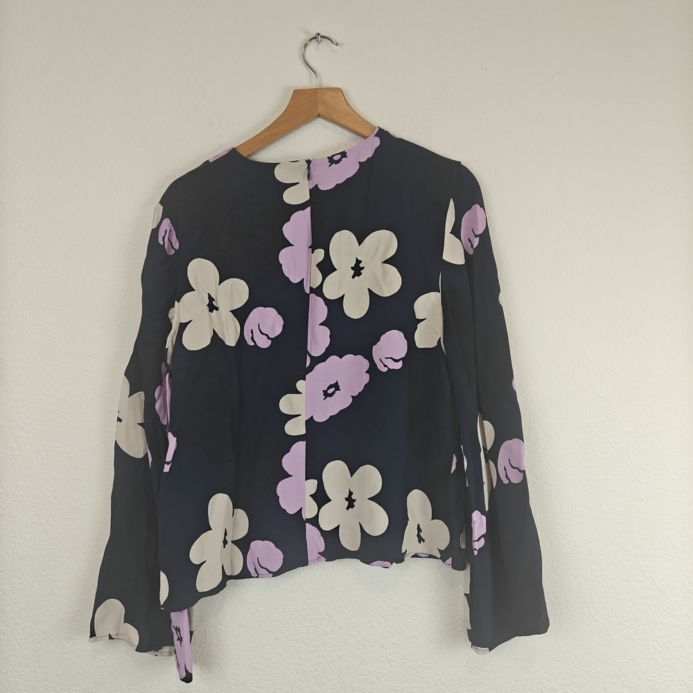 Merimekko Sorea Kevattalkoot Long Bell Sleeve Floral Blouse Sz 40, 10 - Picture 10 of 13